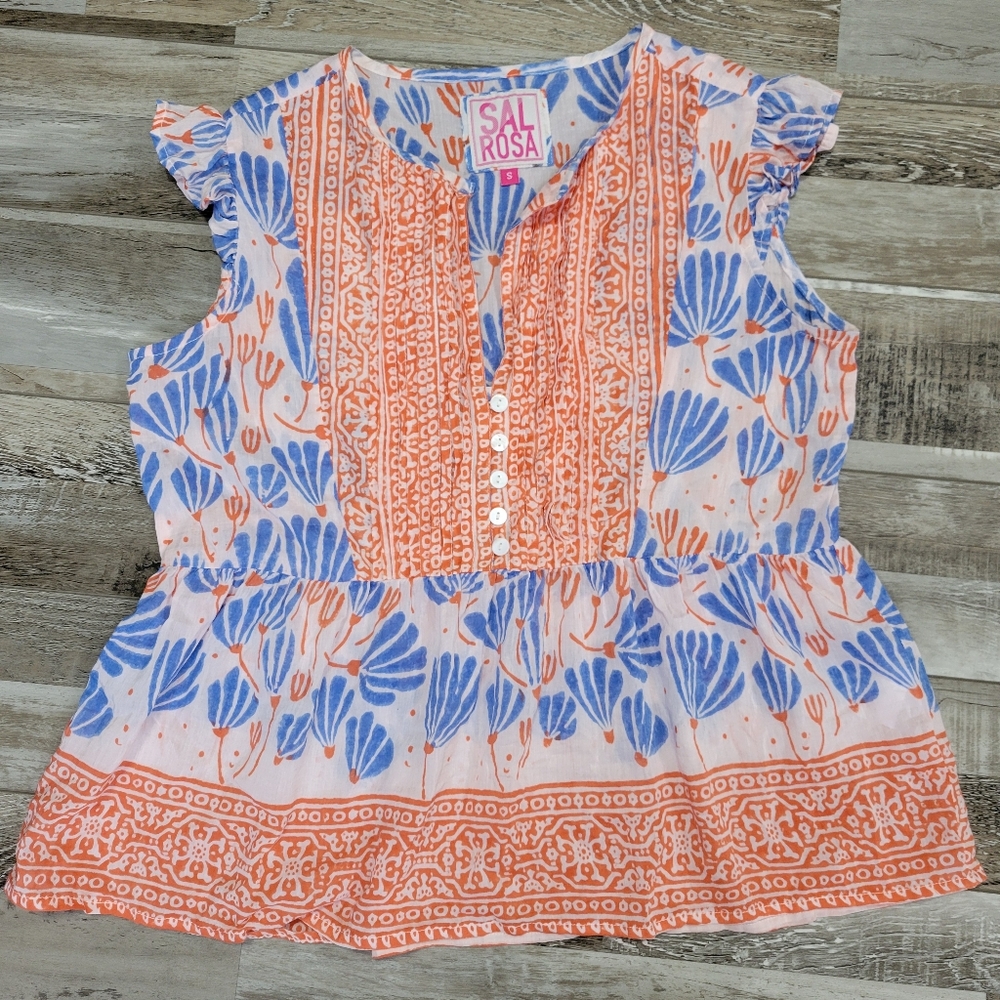 Women's Blue and Orange Top